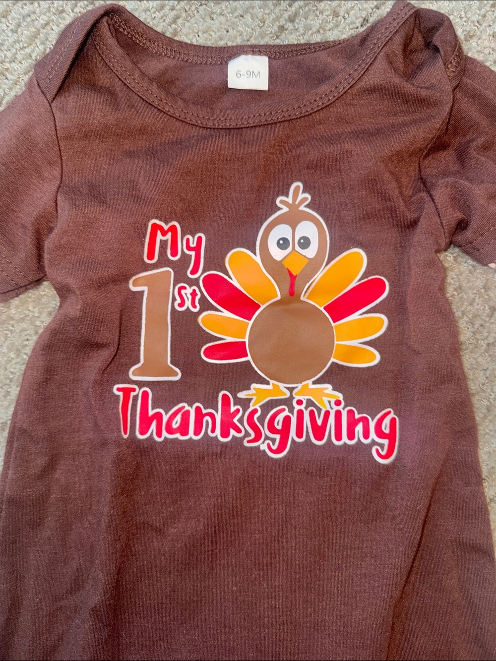 Thanksgiving Turkey Mix One-Piece Footies - Brown, Cream, Orange - Picture 9 of 11
